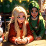 Elf Girls 6 Plotting something with snowman