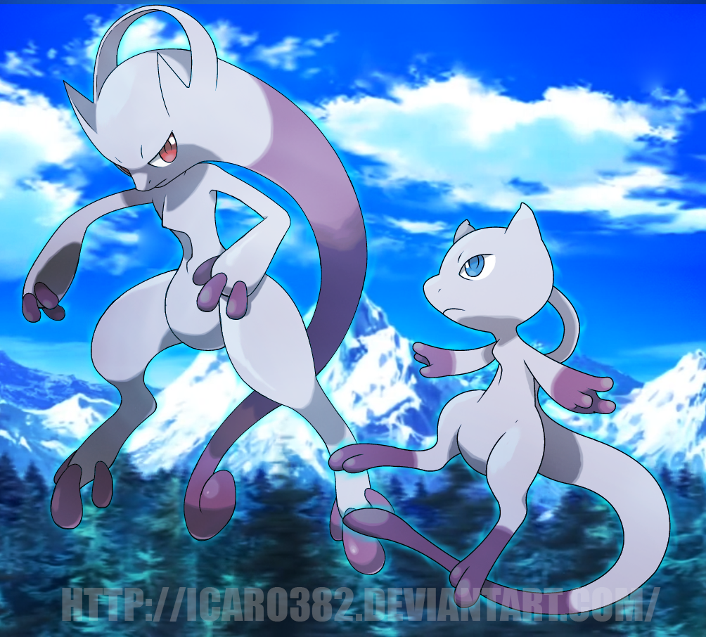 mewtwo and mega mewtwo y (pokemon and 1 more) drawn by suahh