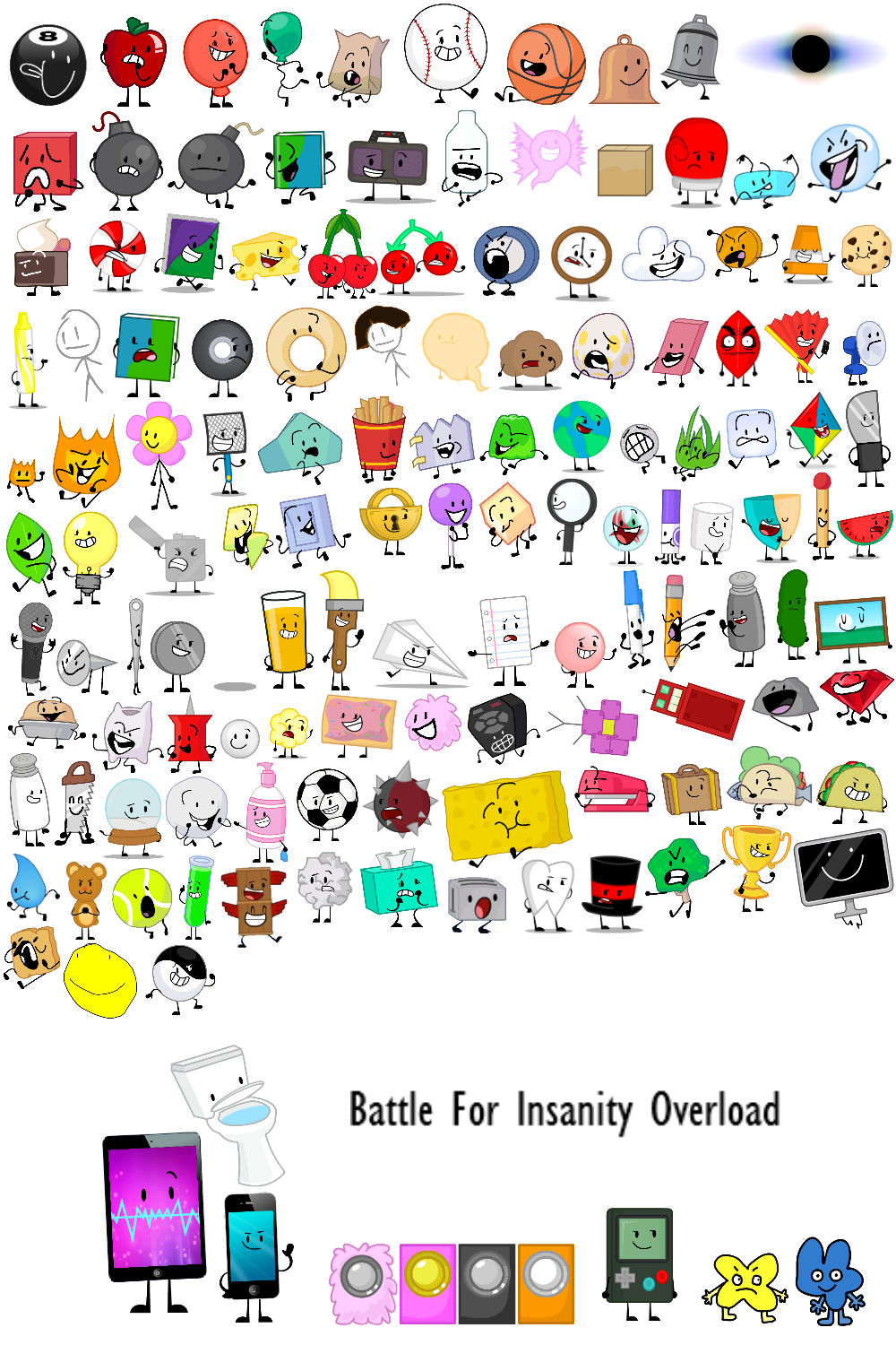 Object characters. Inanimate Insanity all characters. BFB все персонажи. BFDI inanimate Insanity. Обджект шоу персонажи.