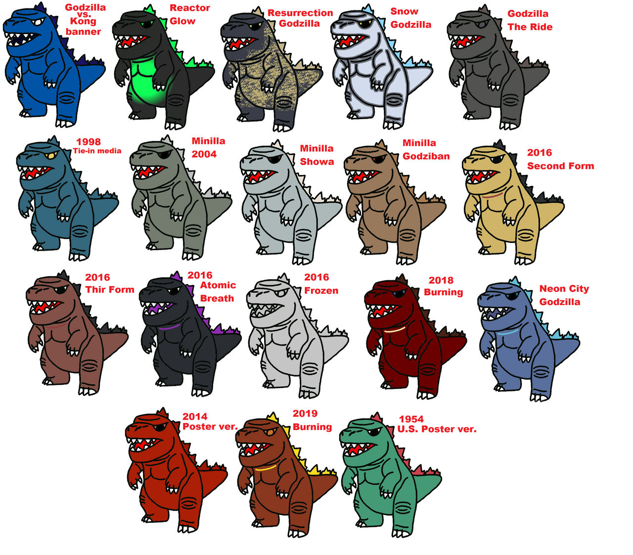 Godzilla 4 Color Buddy Godzilla - Color Variants 3 by PedroAugusto14 on DeviantArt