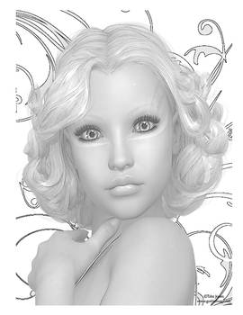 Bright Eyes Fantasy Greyscale Coloring Page