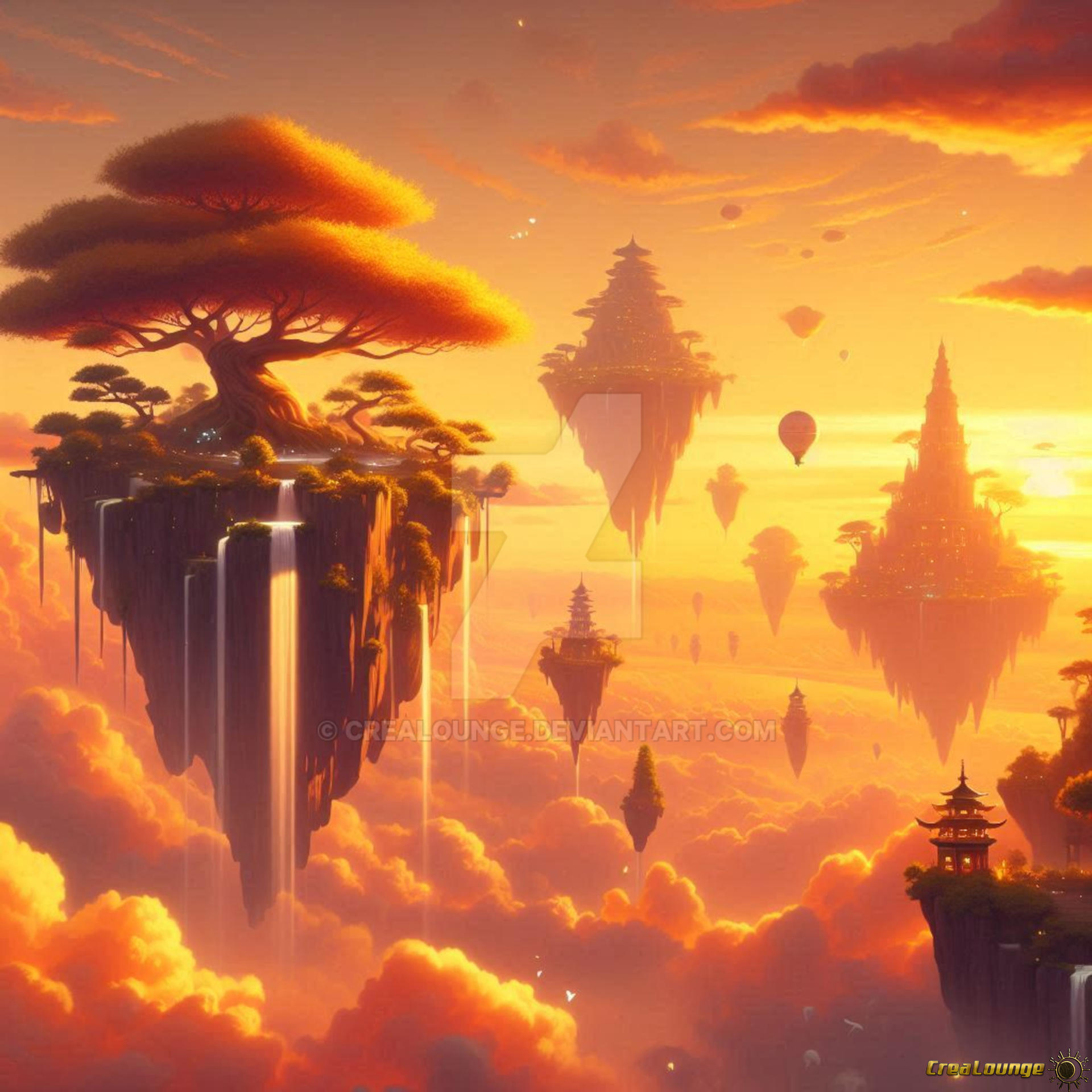 Floating Divinity Floating Temples of the Golden Sky by CreaLounge on DeviantArt