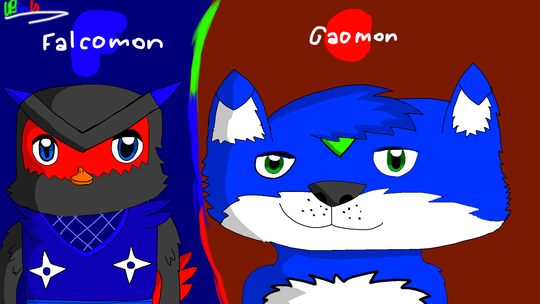 Falcomon and Gaomon (My IBookArt Style) by UmairYoKaiMon on DeviantArt