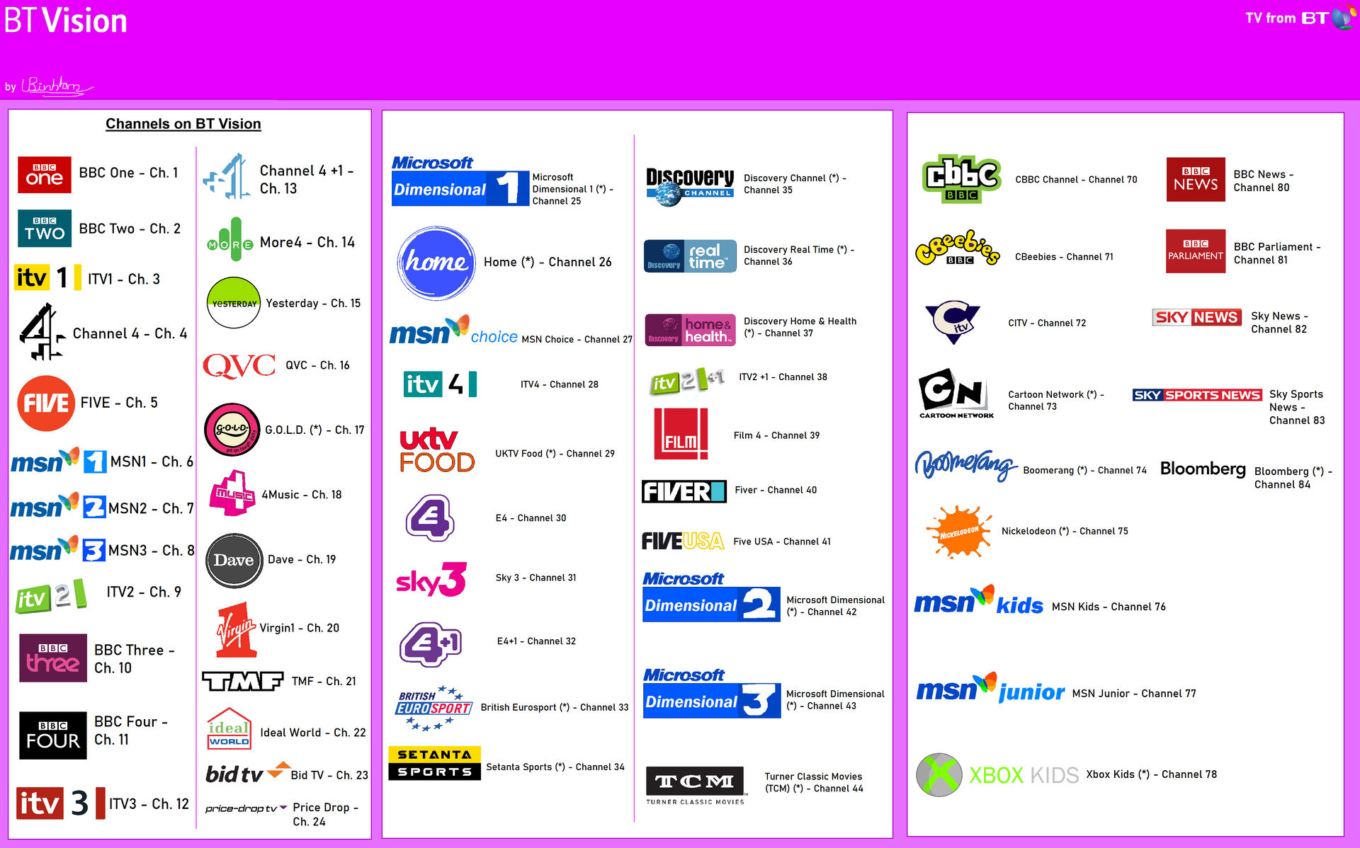Vision Channel BT Vision (April 2009) - TV Channel Guide EPG by UmairYoKaiMon on ...