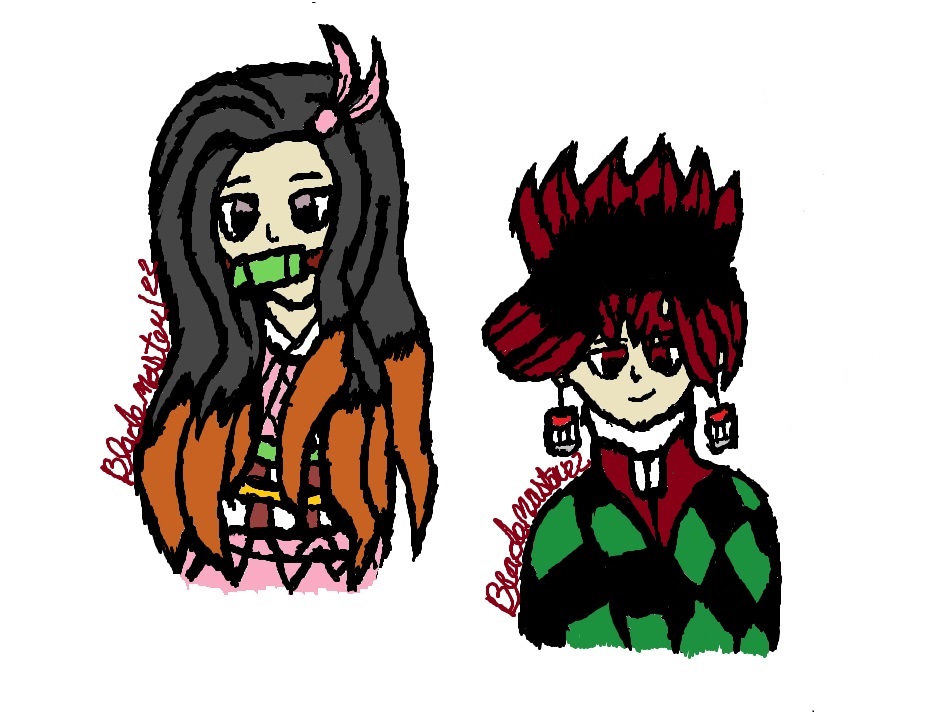 Tanjiro and Nezuko fanart by myself, hope you guys like it! : r