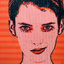 tape art portrait of  Winona Ryder