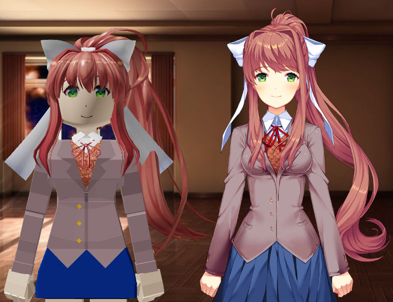 I Made Monika On Roblox By Gargeoddofficial On Deviantart - pink ponytails roblox