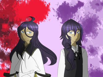 Purple guy of Duke and red eyed person by kimjasu