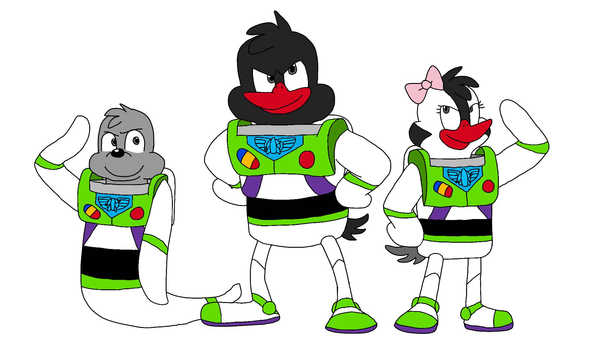 Pingu, pinga, and robbie dressed as space rangers by Nashiothepenguin