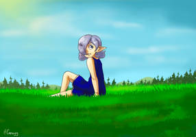 Ria in the field doodle