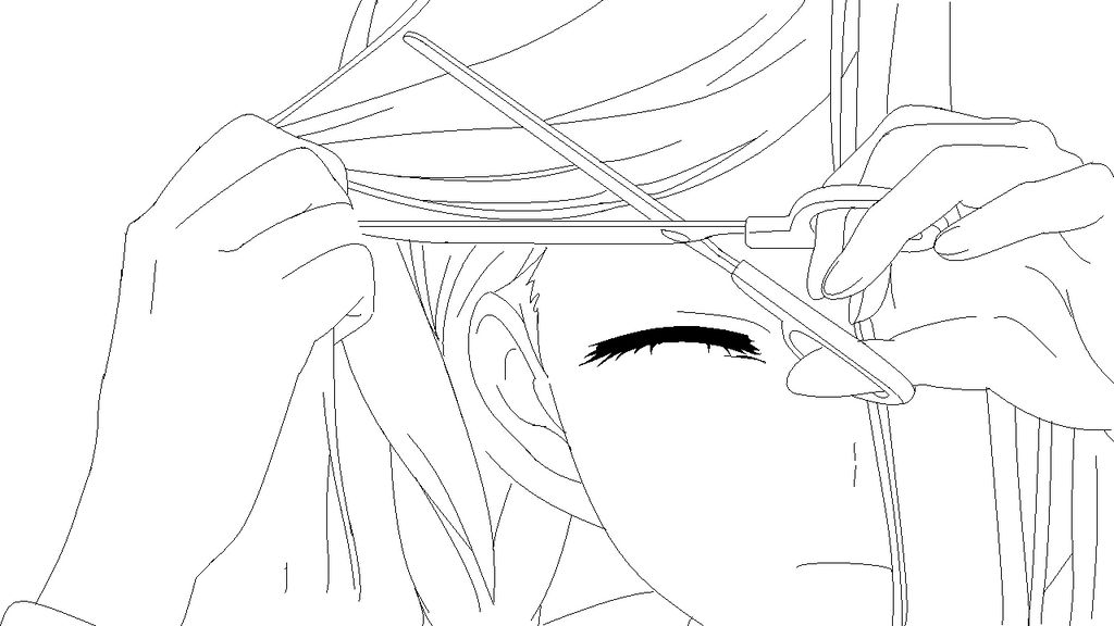 Lineart Anime Girl Cutting Hair by FandomCryless on DeviantArt Lineart Anime Girl Cutting Hair by FandomCryless on DeviantArt
