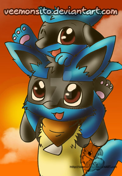 Chibi Riolu and Lucario by Veemonsito on DeviantArt