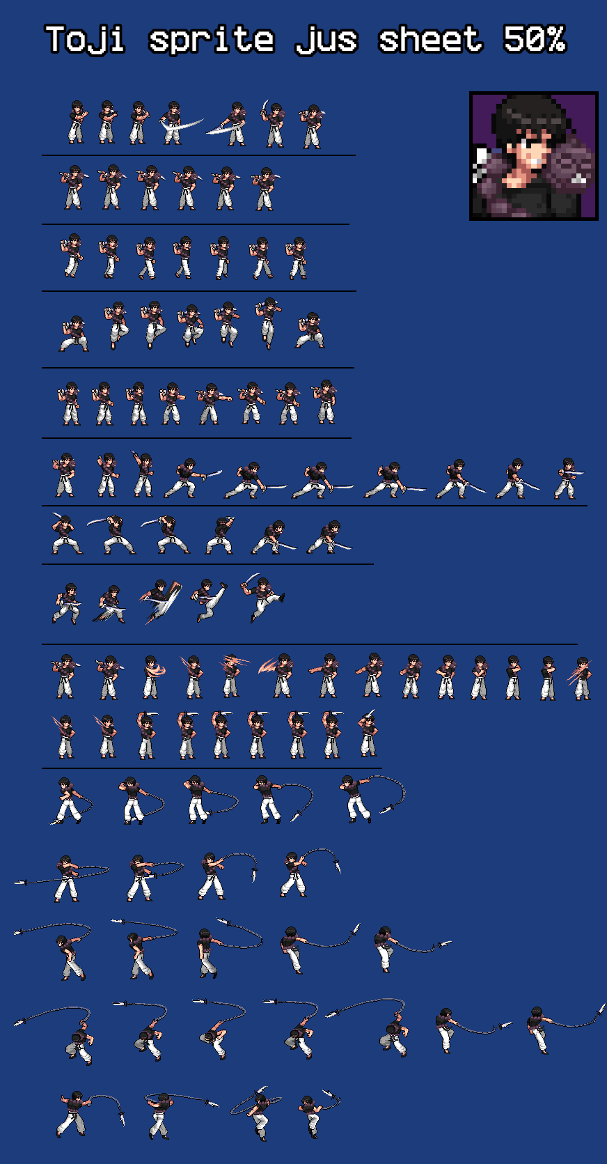 Jus Deviantart Toji sprite jus sheet 50% done. by kenionsprites on DeviantArt