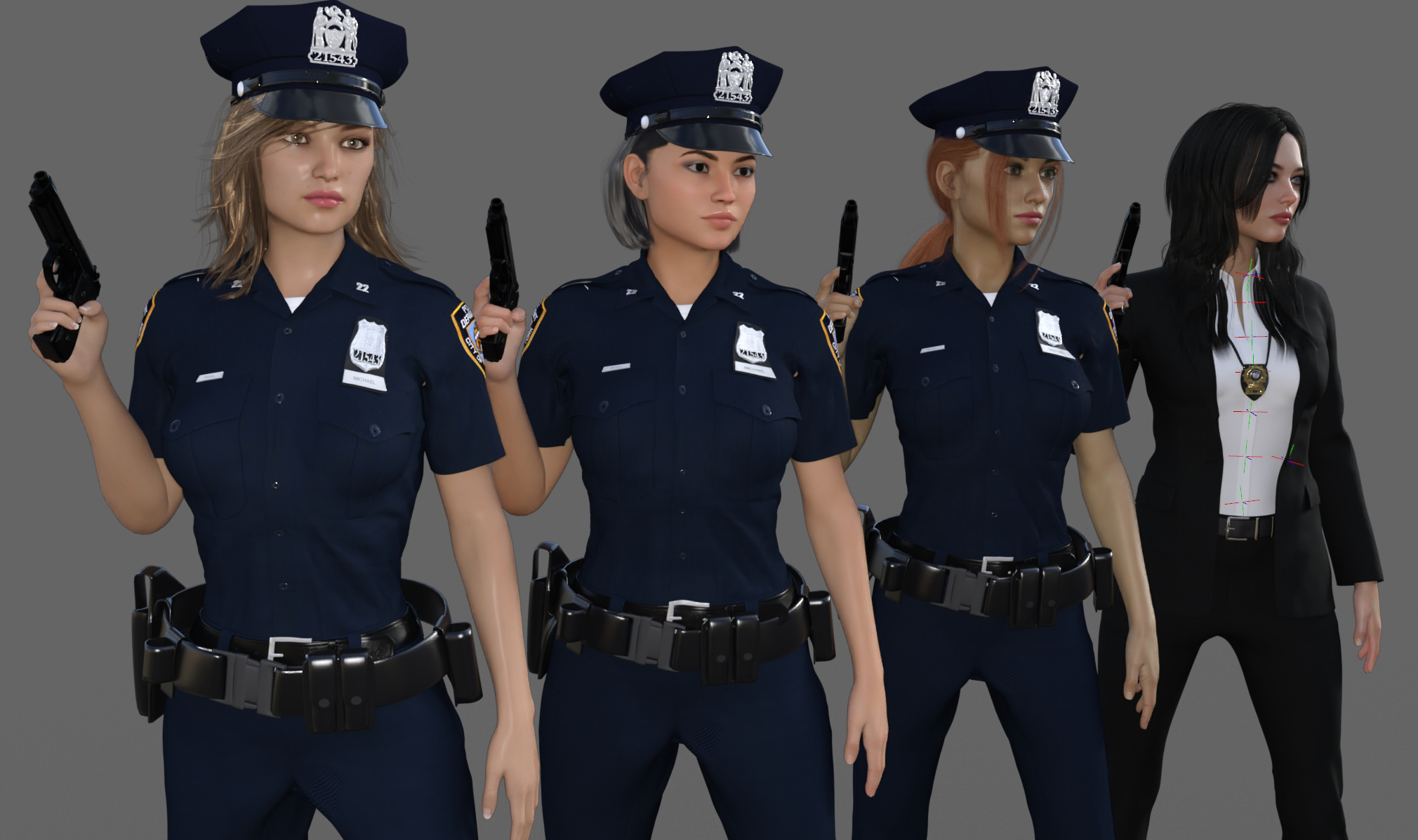 4 Female Cops by TLOT3DArt on DeviantArt