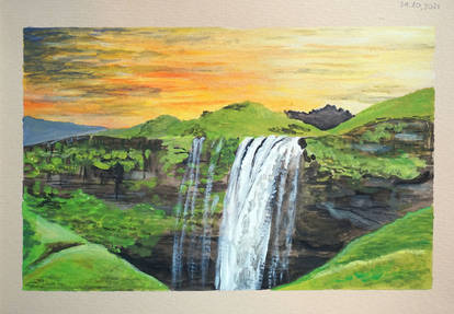 Waterfall Gouache