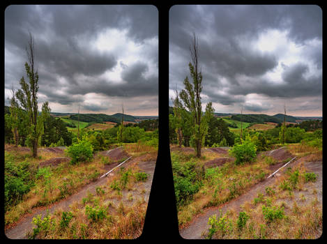 Blick zur Muehlburg 3-D / Kreuzblick Stereoskopie