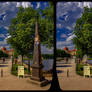 Postsaeule Schloss Moritzburg 3-D / Kreuzblick