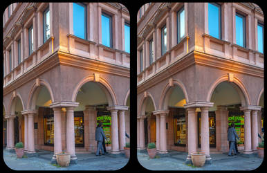 Arcaded sidewalk 3-D / CrossView / Stereoscopy by Stereotron-3D