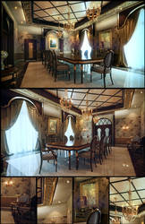 Classical Dinning Hall by kulayan3d