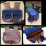 Blue and Brown Leather Purse