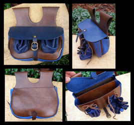 Blue and Brown Leather Purse