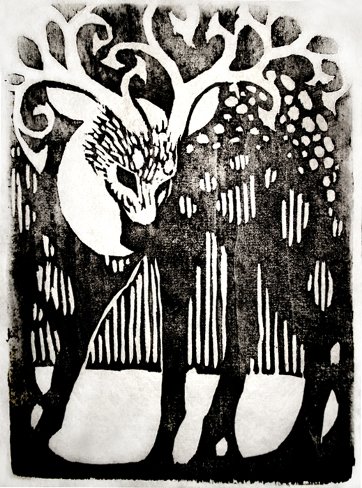 Woodblock Print - Deer