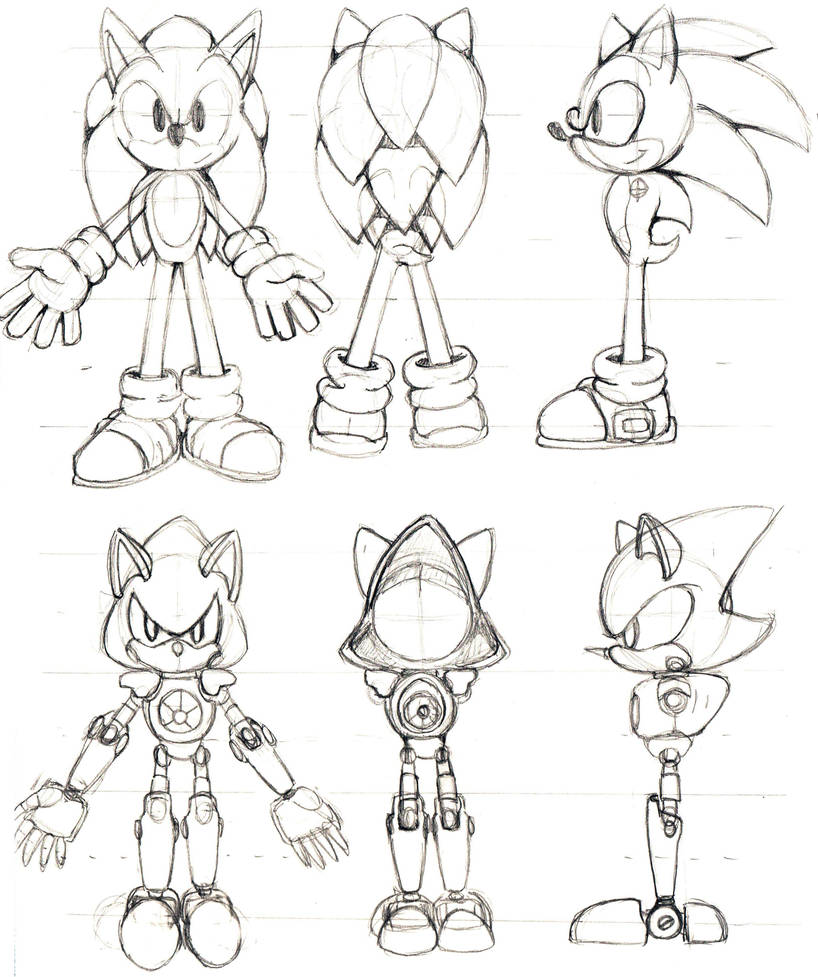 Sonic and Metal Sonic Studies - Part 1 by TheEnigmaMachine on DeviantArt