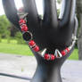 Red Pearls And Spikes Bracelet