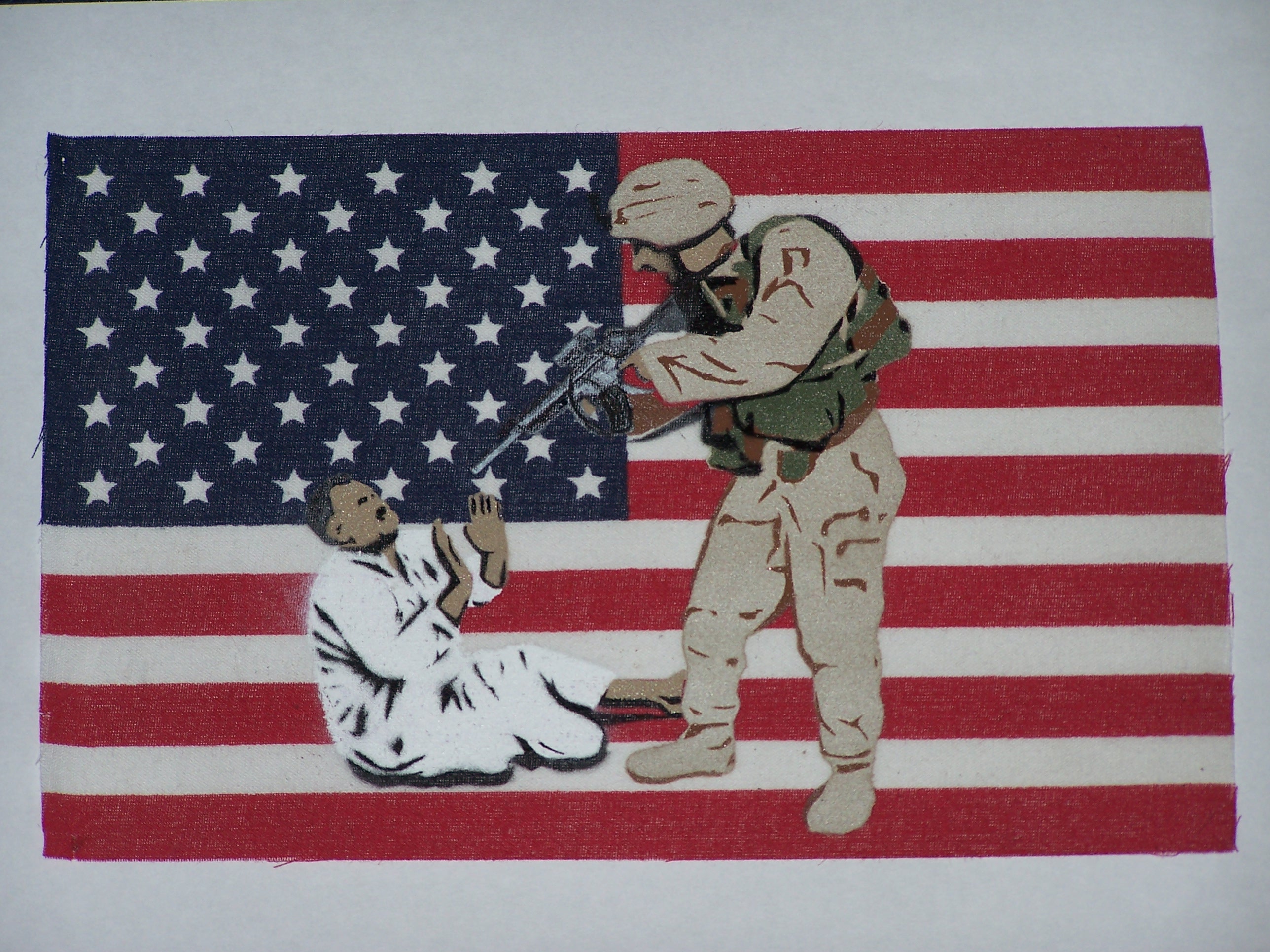 Painted flag- war protest art