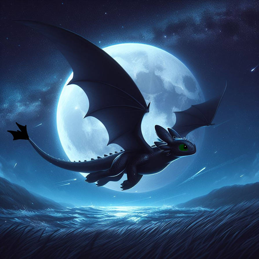 Toothless With Wind Toothless Flying in the Night Sky by EmmaRatri on DeviantArt
