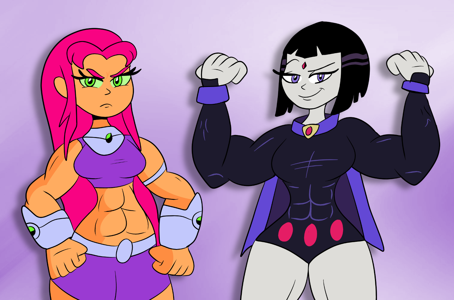 Starfire and Raven Muscles