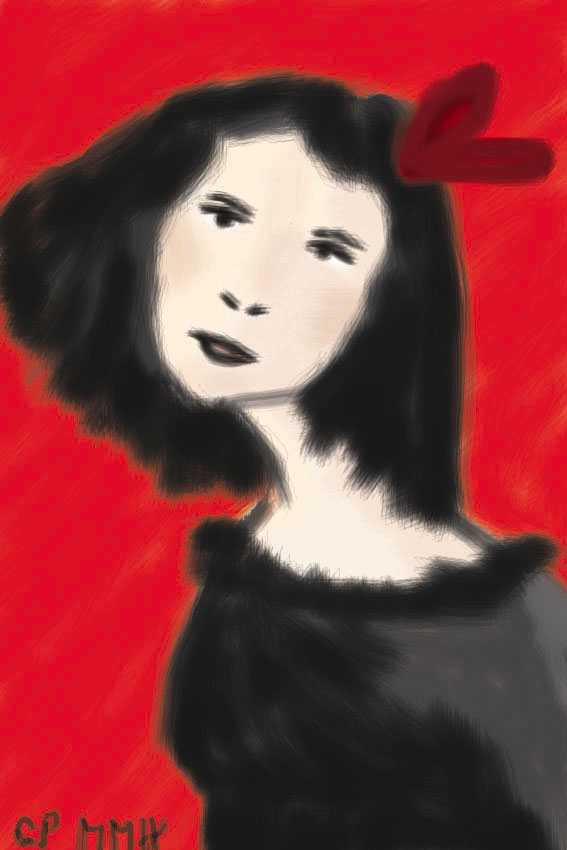 Girl with red bow