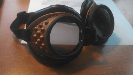 Modified steampunk-esque goggles.