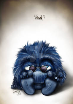 bored blue fluffy monster _ what?