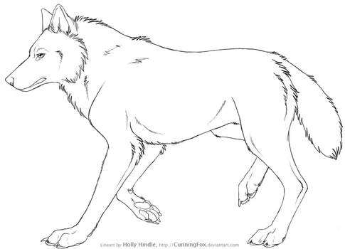 Free Wolf Lineart - Side view