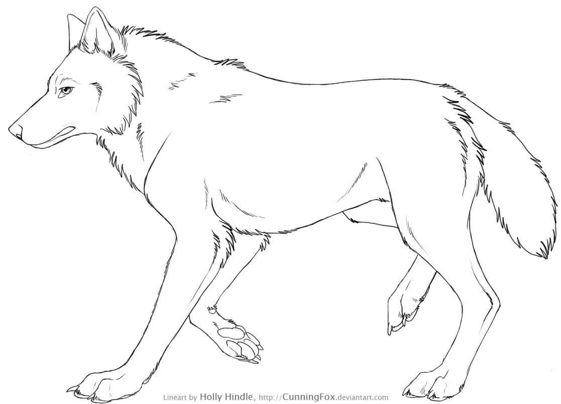 Free Wolf Lineart - Side view