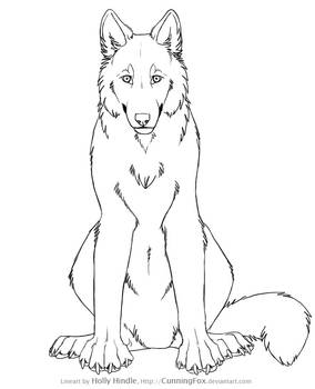 Free wolf lineart - Front view