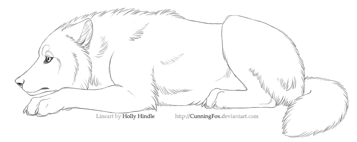 Free lineart - Sad wolf laying by Bear-hybrid on DeviantArt