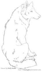 Free Lineart - Sitting chill wolf
