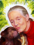 Jane Goodall and Chimpanzee Drawing by AmBr0