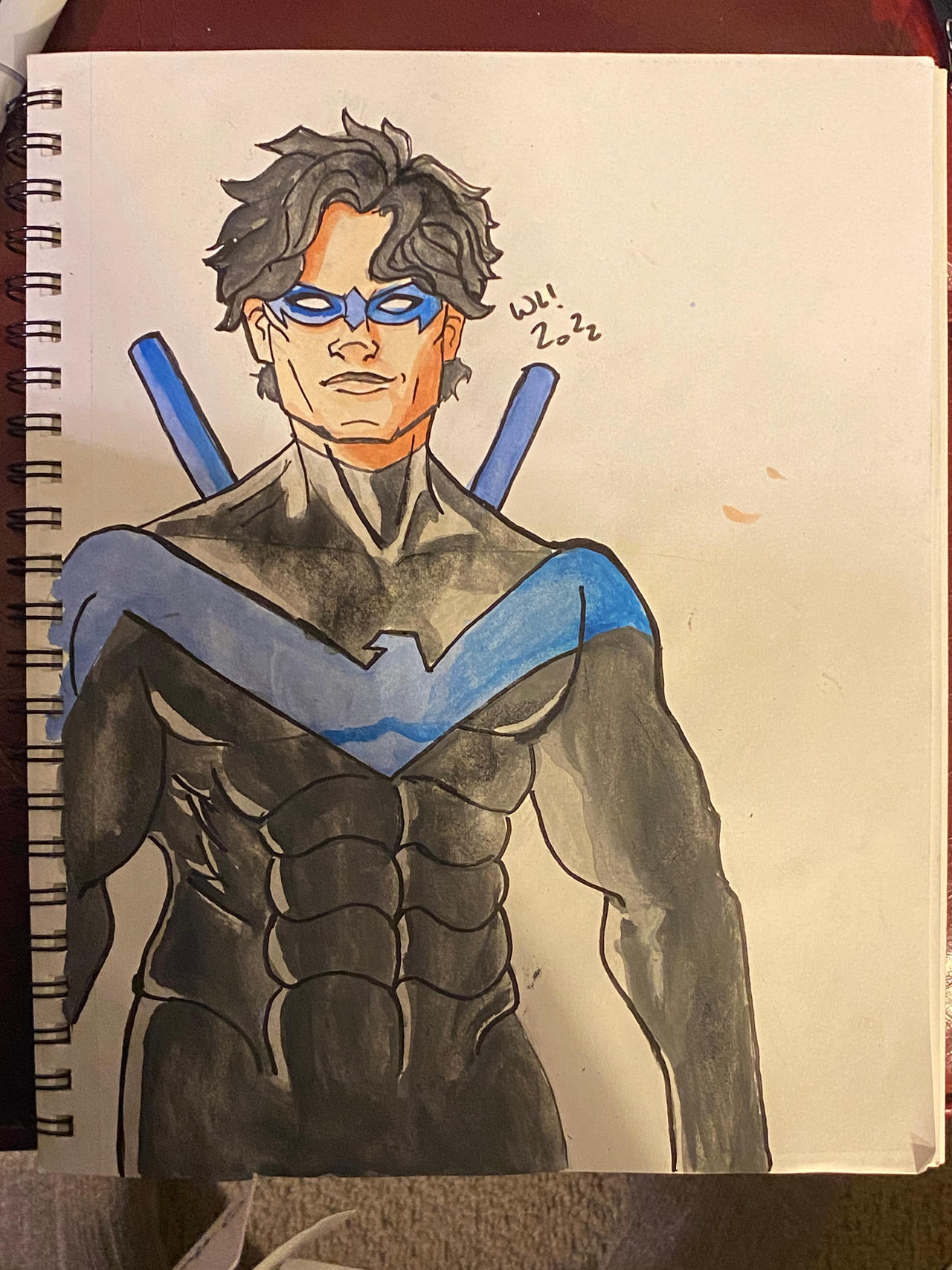 Knightwing Drawing Nightwing in Watercolor and Copic by WLeszinske on DeviantArt