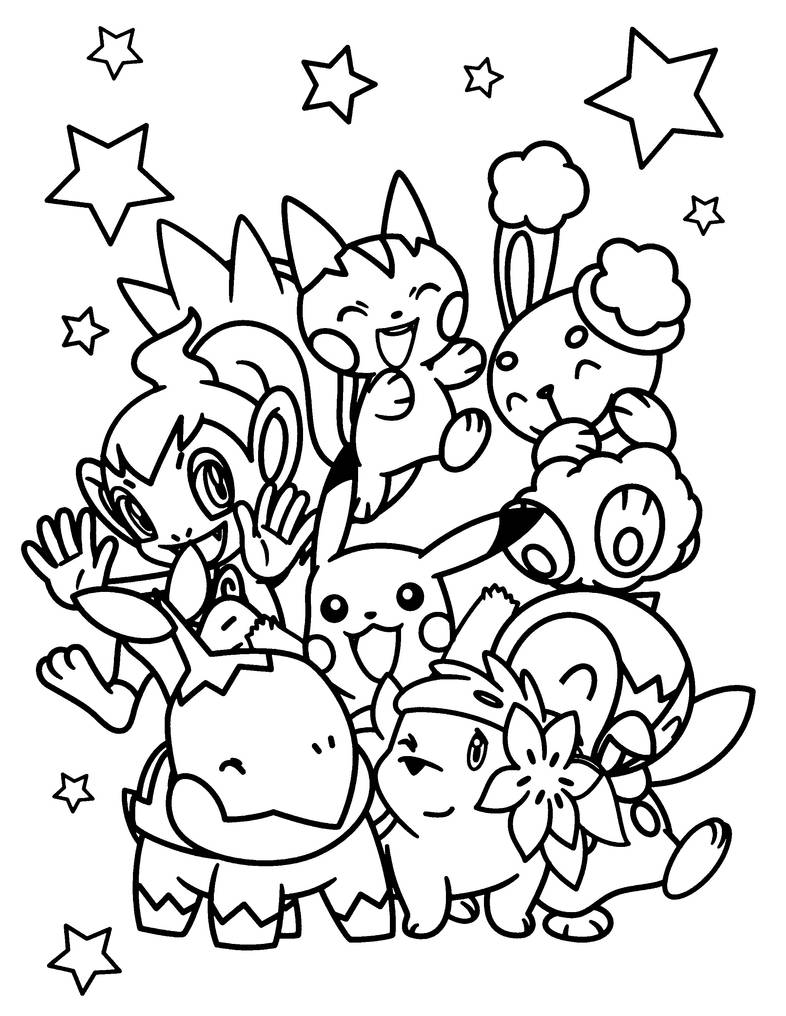 Line art drawing of various Pokemon by KyouYoshino on DeviantArt
