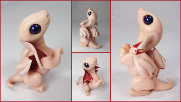 SOLD ~ Pink Begging Dragon Hatchling Sculpture