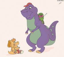 Barney and Sleeping Baby Bop Meet Bj (Fanart)