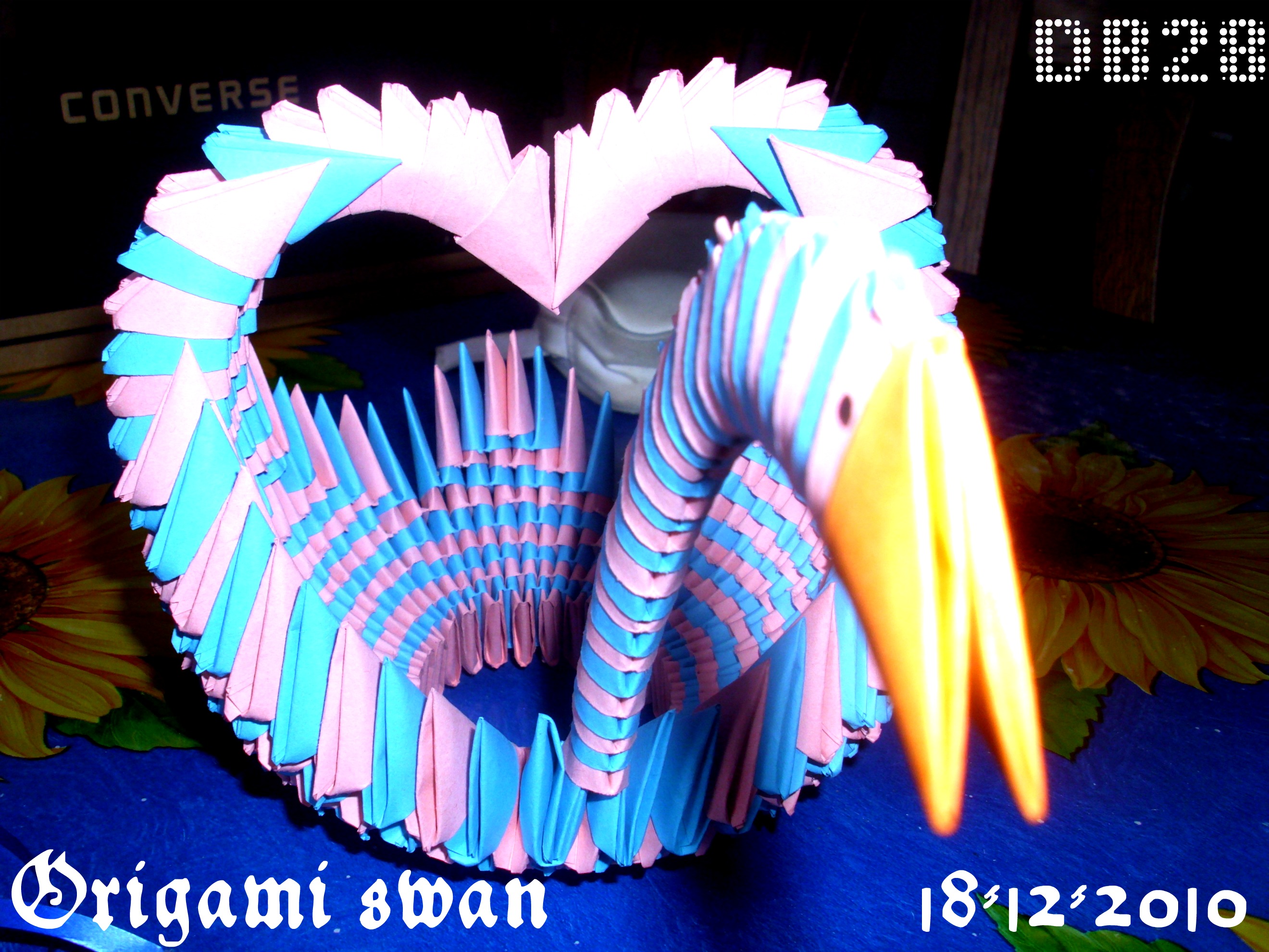 Origami heart swan