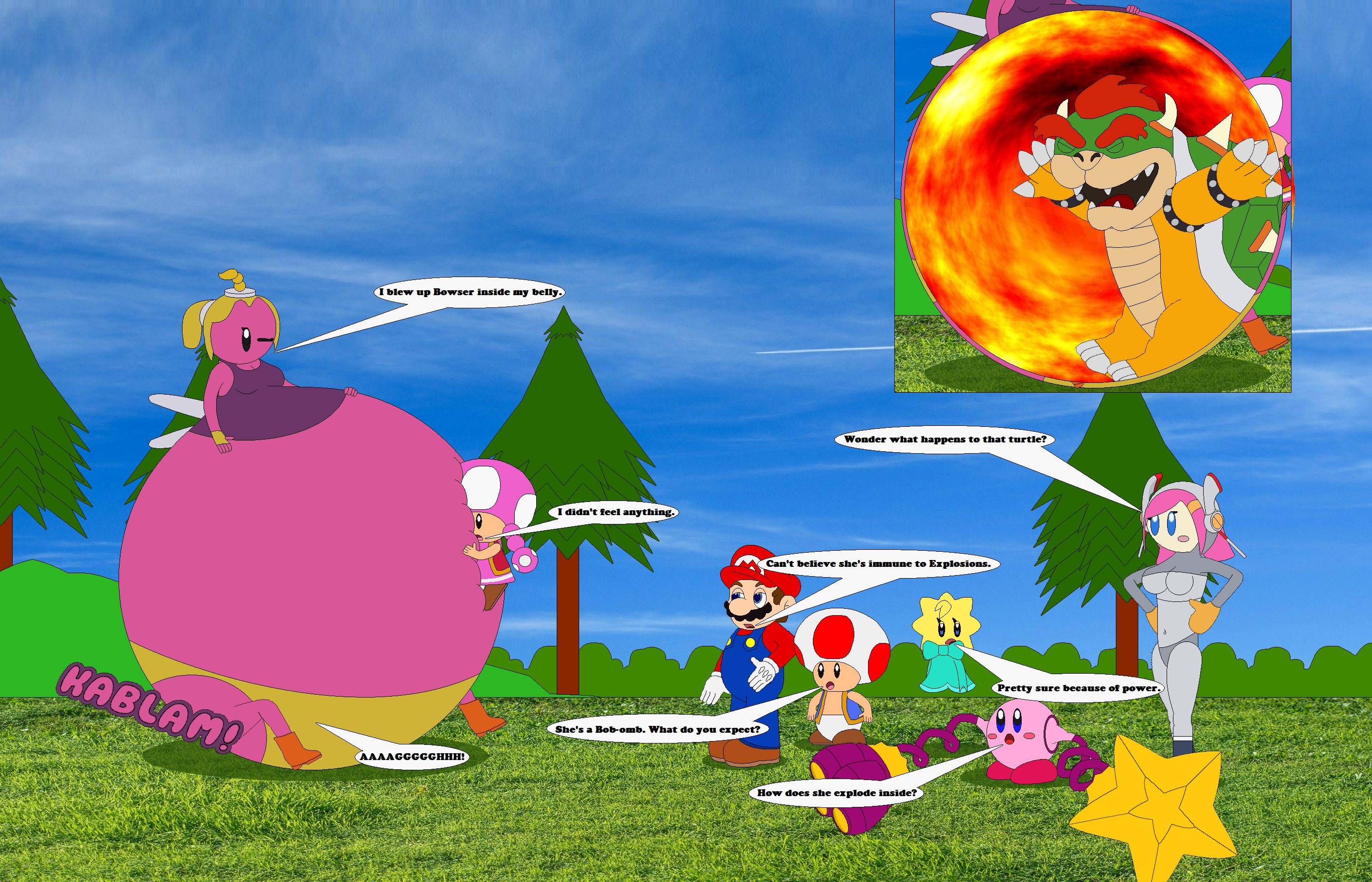 Browser Inflation Bowser's big Bombette belly blast by KirbyKphoria2 on DeviantArt