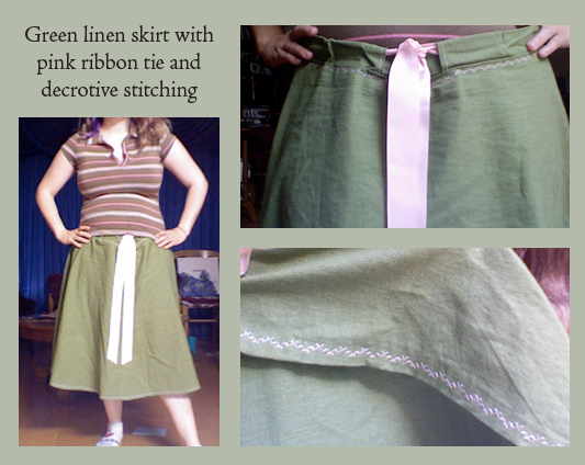 Green linen skirt