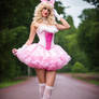 Crossdresser Sissy Blonde CurlyHair PinkDress