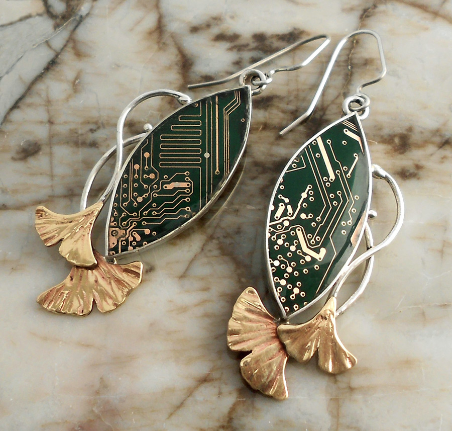 Double ginko leaf earrings