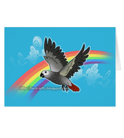 Rainbow Bridge African Grey Parrot Greeting Card